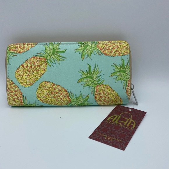 Pineapple Summer Print Zip Around Wallet - Picture 3 of 3